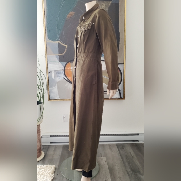 XOXO | Khaki Maxi Duster Jacket - Picture 3 of 15